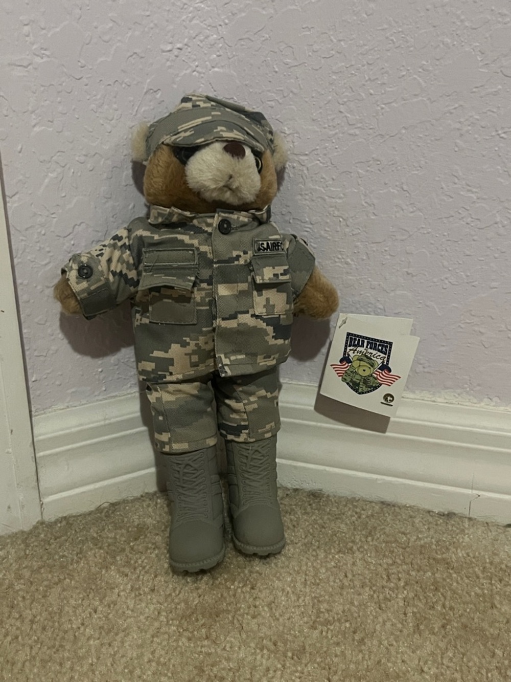 Airforce Bears Plush Bear in Digital Camo Uniform - Gray, Tan